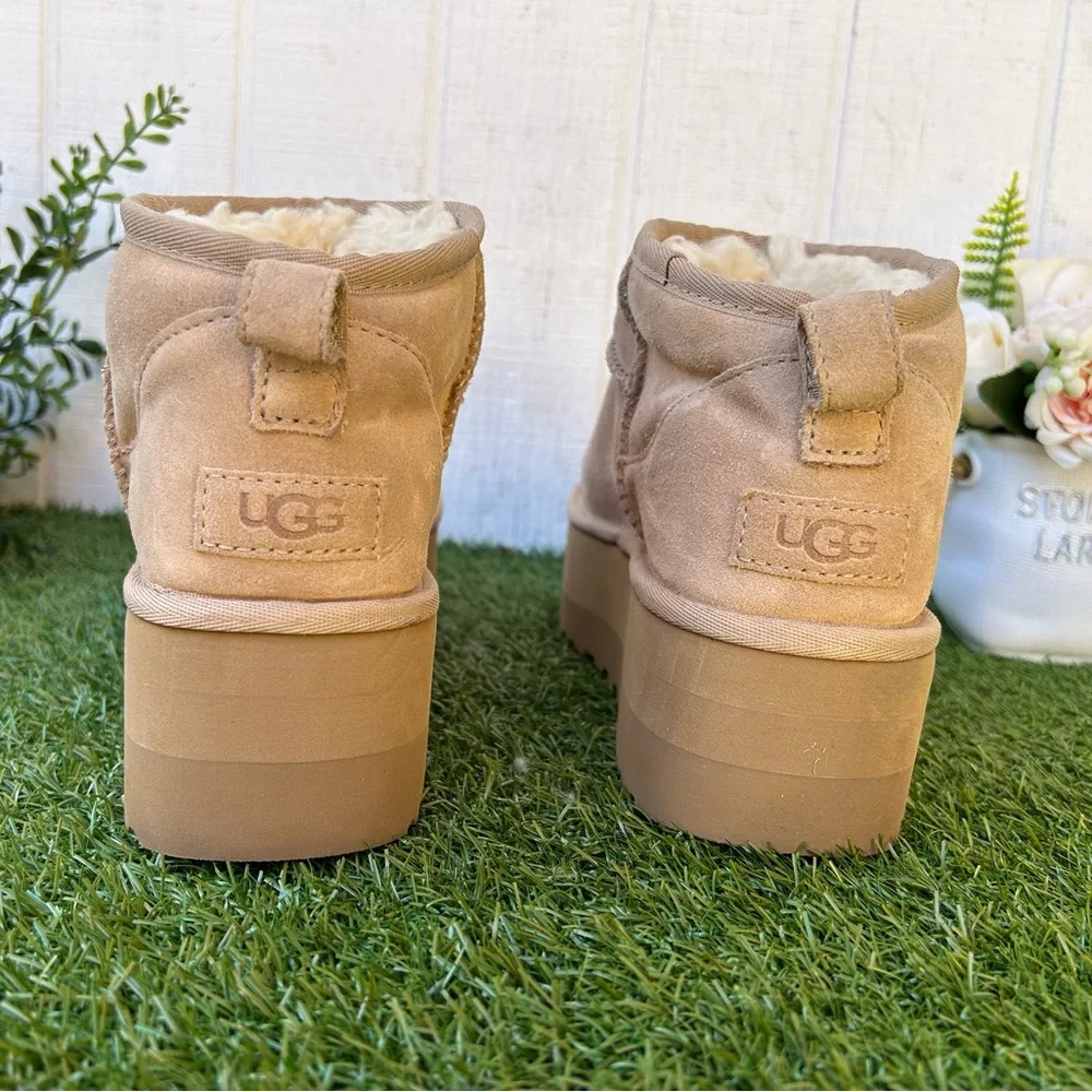 UGG women Ultra Mini Platform Size 9 gently used Color: Sand